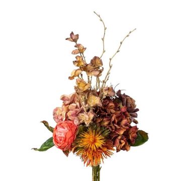 Bouquet artificiale cardo rosa ortensia PRINZY, arancione-salmone-rosa antico, 60 cm