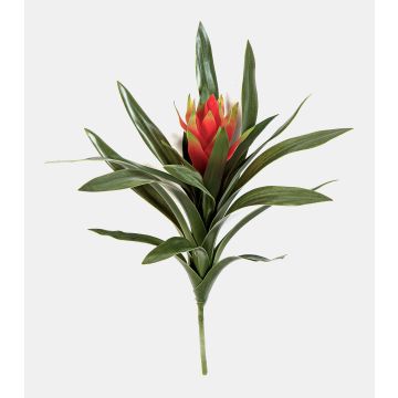 Guzmania artificiale YAARA con fiori, bastoncino, rossa, 40 cm