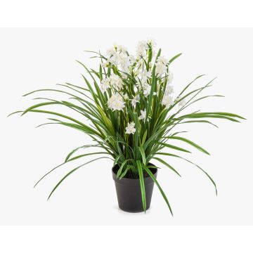 Fiore artificiale Cymbidium Orchidea JANILA in vaso decorativo, bianco, 85 cm Fiore artificiale Cymbidium Orchidea JANILA in vaso decorativo, bianco, 85 cm