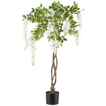 Albero artificiale glicine SINKE con fiori, tronco artificiale intrecciato, bianco, 115 cm