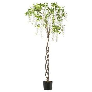 Albero artificiale glicine SINKE con fiori, tronco artificiale intrecciato, bianco, 170 cm