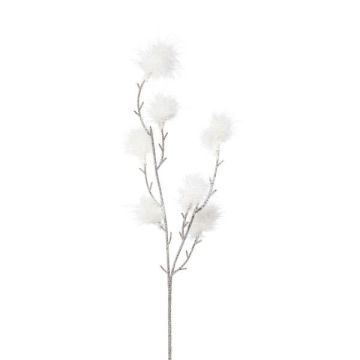 Ramo decorativo SMORKE con fiori, bianco, 75 cm