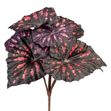 Pianta artificiale Begonia a foglia MELDINA, bastoncino, nero-rosso, 25 cm