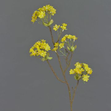 Ramo d'acero artificiale ALHENA con fiori, giallo, 70cm