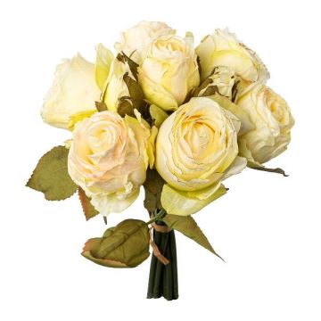 Mazzo di fiori artificiali rose NERZO, crema, 30 cm