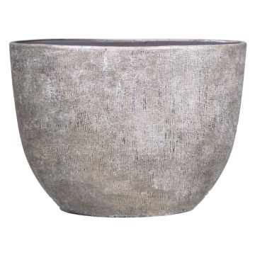 Vaso da fiori in ceramica AGAPE ovale con grano, bianco-marrone, 50x20x36cm