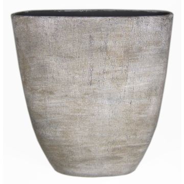 Vaso da fiori in ceramica AGAPE ovale con grano, bianco-marrone, 51x17x57cm Vaso da fiori in ceramica AGAPE ovale con grano, bianco-marrone, 51x17x57cm