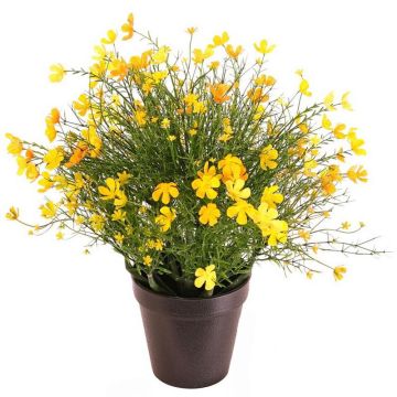 Fiore decorativo Impatiens GISINDA in vaso decorativo, giallo-arancione, 40 cm