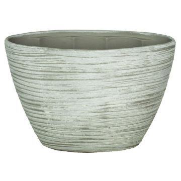Vaso per orchidee in ceramica ADELPHOS, ovale, scanalature, bianco-grigio chiaro, 32x14,5x22,5cm Vaso per orchidee in ceramica ADELPHOS, ovale, scanalature, bianco-grigio chiaro, 32x14,5x22,5cm