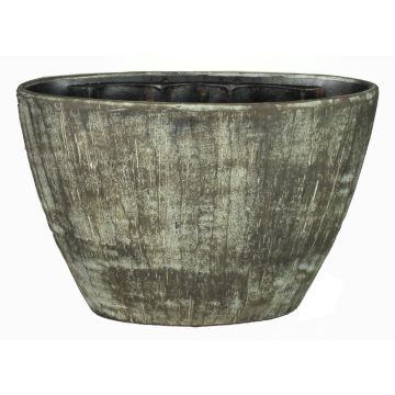 Vaso per orchidee in ceramica RAKSCHA, linee, marrone-verde oliva, 32x14,5x22,5cm