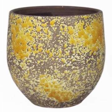 Fioriera in ceramica TSCHIL, rustico, colore sfumato, giallo ocra-marrone, 13cm, Ø14cm