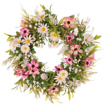 Ghirlanda di fiori artificiali Margherita Cosmos MAGADI, muscari, gypsophila, rosa-bianco, Ø 30 cm Ghirlanda di fiori artificiali Margherita Cosmos MAGADI, muscari, gypsophila, rosa-bianco, Ø 30 cm