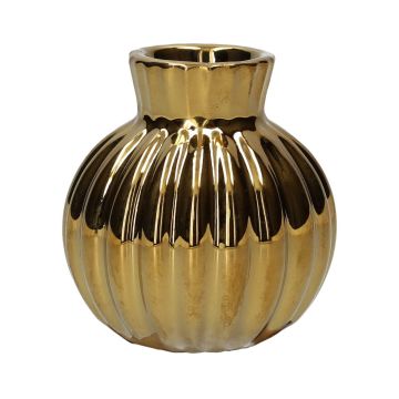 Bottiglia in ceramica OLLIVERA con scanalature, oro metallizzato, 6,5cm, Ø6cm Bottiglia in ceramica OLLIVERA con scanalature, oro metallizzato, 6,5cm, Ø6cm