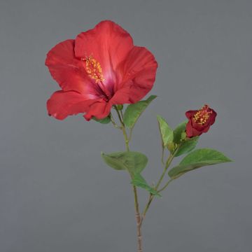 Fiore artificiale di ibisco OAHU con fiori, rosso, 65cm