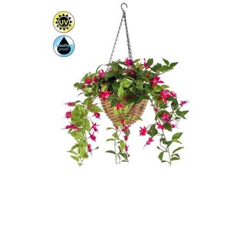 Fiori artificiali in cesto fucsia JONKFUN in cesto, crossdoor, rosa, 70 cm