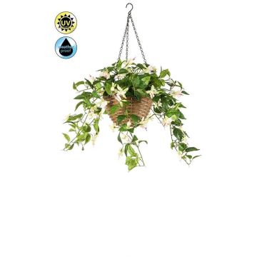 Fioriera artificiale Fucsia JONKFUN in cesto, crossdoor, crema-rosa, 70 cm