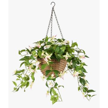 Fioriera artificiale Fucsia JONKFUN in cesto, crossdoor, crema-rosa, 70 cm