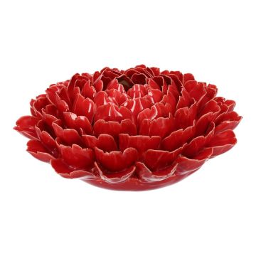 Vaso in ceramica a forma di fiore di loto MARILUNA, realizzato a mano, rosso, 18cm, Ø43cm