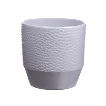 Fioriera in ceramica BIHAM, motivo martellato, grigio chiaro, 13,2cm, Ø13,5cm