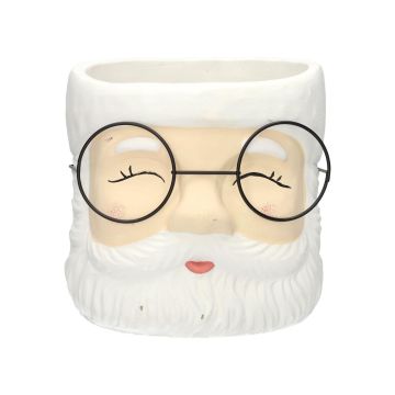 Vaso da fiori in ceramica FELIZO, con volto di Babbo Natale, bianco, 21x20x17,5 cm Vaso da fiori in ceramica FELIZO, con volto di Babbo Natale, bianco, 21x20x17,5 cm