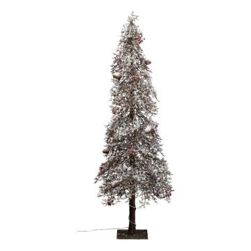 Albero decorativo corallo NASKY, innevato, con frutti, LED, 105 cm