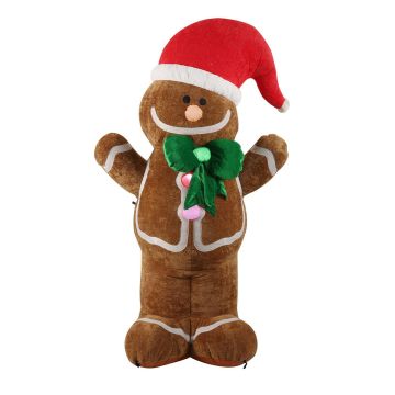 Decorazione XXL Omino di pan di zenzero LEBRIO, gonfiabile, in peluche, LED, marrone, 135x81x244cm Decorazione XXL Omino di pan di zenzero LEBRIO, gonfiabile, in peluche, LED, marrone, 135x81x244cm