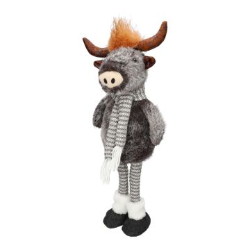 Toro decorativo in peluche STADEN, in piedi, grigio, 25x19x67 cm Toro decorativo in peluche STADEN, in piedi, grigio, 25x19x67 cm
