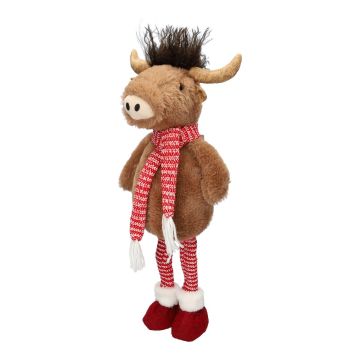 Toro decorativo di peluche STADEN, in posizione eretta, marrone-rosso, 25x18x67 cm Toro decorativo di peluche STADEN, in posizione eretta, marrone-rosso, 25x18x67 cm