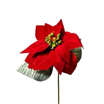 Poinsettia artificiale in velluto LIBASSE, rosso, 45 cm