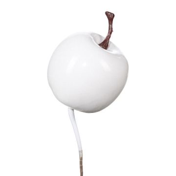 Mela decorativa NIPON con spillo, 6 pezzi, bianca, 2,5 cm