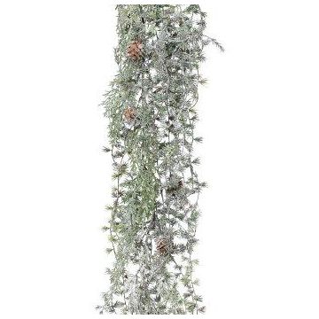 Ghirlanda decorativa WODRI in pino, pigne, congelata, bianco-verde, 190cm