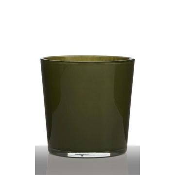 Vaso per piante in vetro ALENA, verde scuro, 19 cm, Ø 19 cm