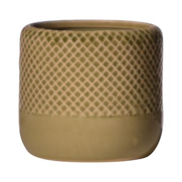 Vaso da fiori in ceramica DANYLO, motivo a rombi, verde-marrone, 10,5cm, Ø12cm