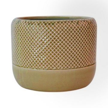 Vaso da fiori in ceramica DANYLO, motivo a rombi, verde-marrone, 15cm, Ø19cm