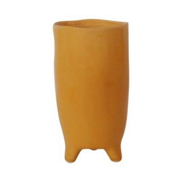 Vaso decorativo di ceramica CATIA con piedi, arancione-marrone, 20cm, Ø11cm