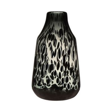 Vaso da fiori RUSSELL, vetro, motivo leopardato, nero-beige-trasparente, 30 cm, Ø 17,5 cm