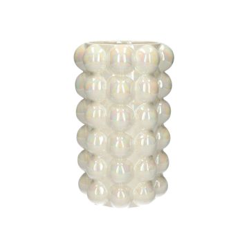 Vaso da fiori Bubble LYNNETTE in dolomite, color sabbia, 24 cm, Ø 15 cm