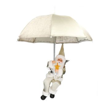 Babbo Natale SISSON da appendere con ombrello, LED, bianco avorio, 77 cm, Ø 70 cm Babbo Natale SISSON da appendere con ombrello, LED, bianco avorio, 77 cm, Ø 70 cm