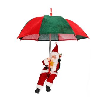 Babbo Natale SISSON da appendere con ombrello, LED, rosso-verde, 77 cm, Ø 70 cm Babbo Natale SISSON da appendere con ombrello, LED, rosso-verde, 77 cm, Ø 70 cm