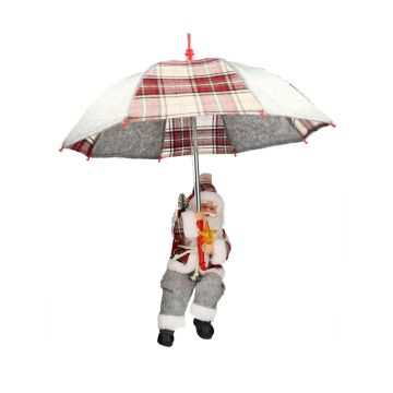 Babbo Natale SISSON da appendere con ombrello, LED, grigio-rosso, 60 cm, Ø 50 cm Babbo Natale SISSON da appendere con ombrello, LED, grigio-rosso, 60 cm, Ø 50 cm