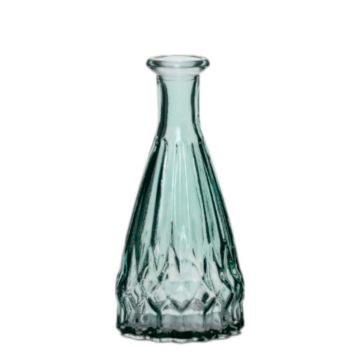 Bottiglia in vetro THIFFANY con scanalature, turchese-trasparente, 14,5cm, Ø7cm Bottiglia in vetro THIFFANY con scanalature, turchese-trasparente, 14,5cm, Ø7cm