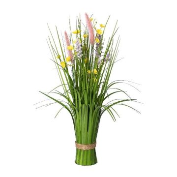 Composizione artificiale di erba lampone JIRVO con fiori, pannocchie, rosa-lilla-giallo, 50 cm