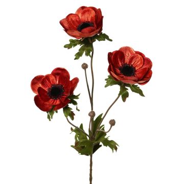 Ramo di anemone in velluto WINFAS, arancione scuro, 75 cm
