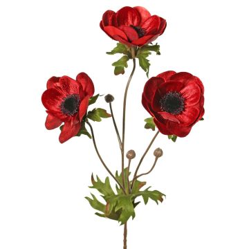 Ramo di anemone in velluto WINFAS, rosso scuro, 75 cm
