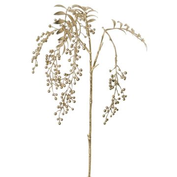 Ramo artificiale di pepe RALFHY con bacche, color argento metallizzato e oro, 80 cm
