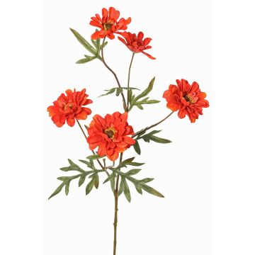 Ramo decorativo di crisantemo PRUDENCE, Eco Collection, rosso-arancione, 75cm, Ø5-6,5cm