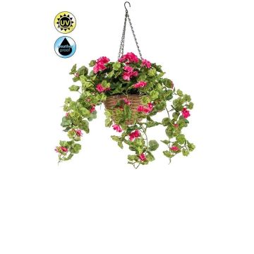 Geranio artificiale CUVAST in cesto, crossdoor, rosa scuro, 70 cm