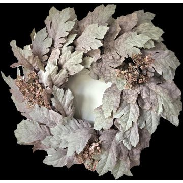 Ghirlanda artificiale di acero HURSIK, effetto secco, grigio-verde-rosa, Ø 50 cm