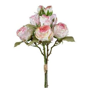 Mazzo di fiori artificiali rose JARZO, rosa-bianco, 55 cm