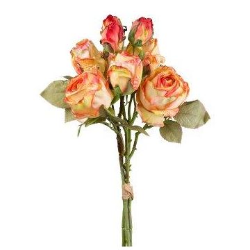 Mazzo di fiori artificiali rose JARZO, giallo-arancio, 55 cm